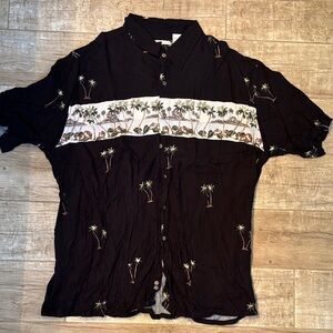 Moda Campia Moda Black Palm Tree Print Men's Shirt- XXL